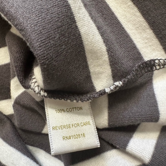 Garnet Hill Striped Top Cotton Gray White Womens Size Large - Picture 4 of 4